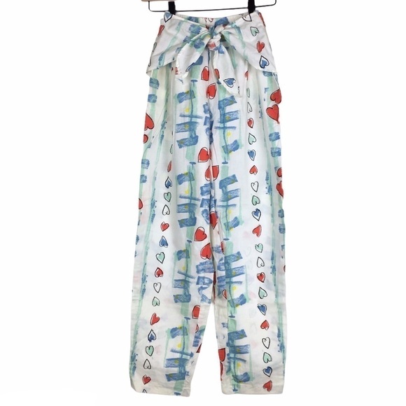 VINTAGE 80s Pants Spinnaker Sport Hearts Graffiti Retro High Waist Medium NWT - Picture 9 of 9